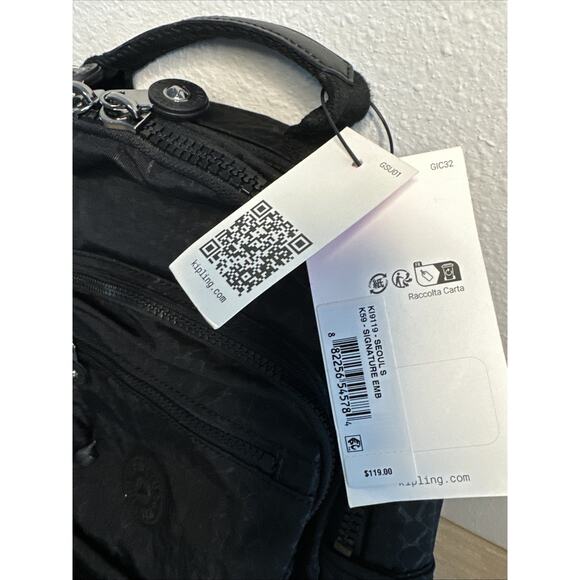 Kipling Backpack Seoul Black Small Laptop Backpack Travel NEW NWT $119 - Picture 3 of 7